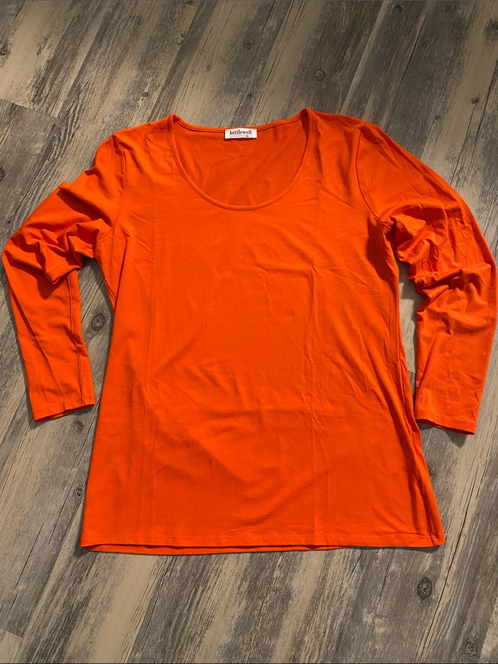 Kettlewell Everyday Scoop Neck L/S Modal Tee T-Shirt Persimmon Orange Size 12